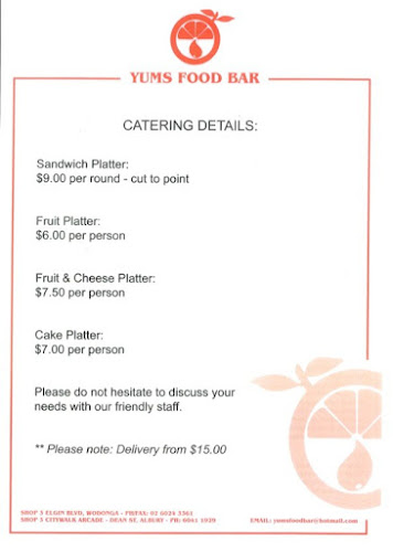 Opinii despre Yums Food Bar în Albury - Hospitality and gastronomy