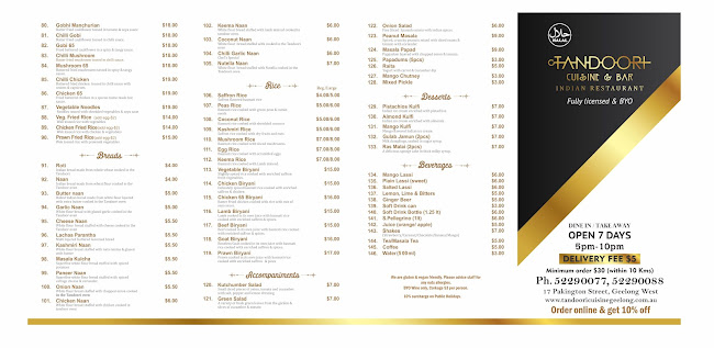 Opinii despre Tandoori Cuisine & Bar Indian Restaurant în Geelong West - Hospitality and gastronomy