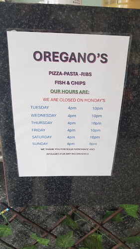 Oreganos pizza, pasta, fish and chips