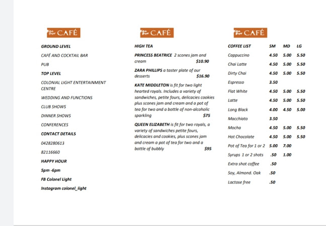 Colonel Light Tullula Bright - Hospitality and gastronomy