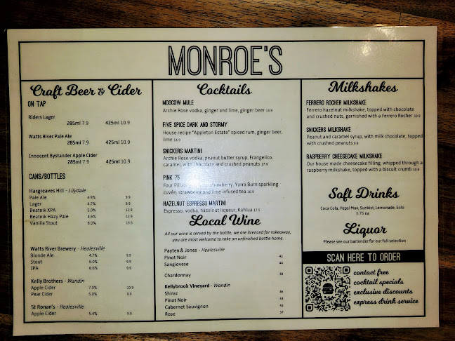 Opinii despre Monroe's Burgers & Beers în Melbourne - Hospitality and gastronomy