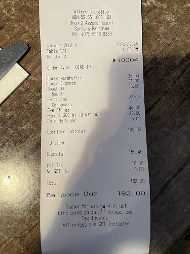 Comentarii opinii despre Alfresco Italian Restaurant