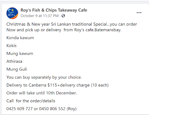 Roy's Fish and Chips Take Away Café & Sri Lankan Cuisine - Batemans Bay