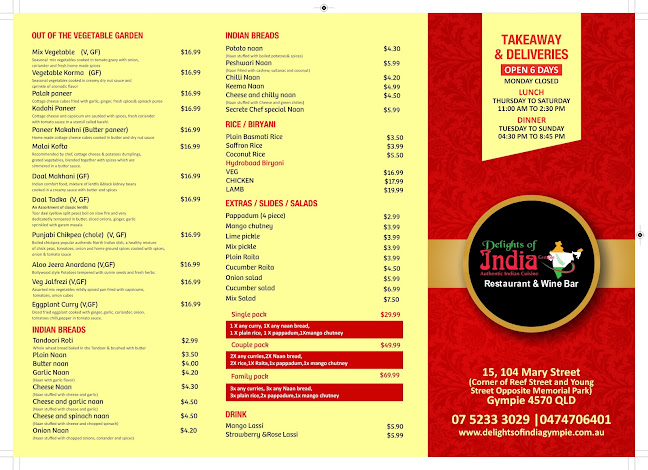 Opinii despre Delights of India Gympie în Gympie - Hospitality and gastronomy