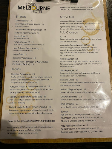 Opinii despre Lord Melbourne Hotel în North Adelaide - Hospitality and gastronomy