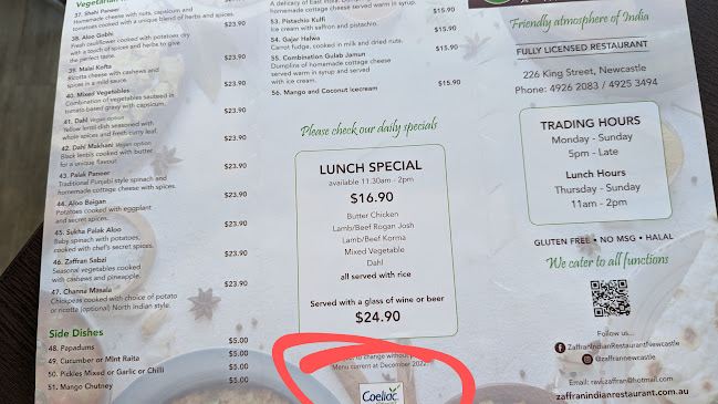 Opinii despre Zaffran Indian Restaurant and Takeaway în Newcastle - Hospitality and gastronomy
