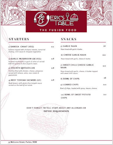 Eric's Table : The Fusion Food - Parkes
