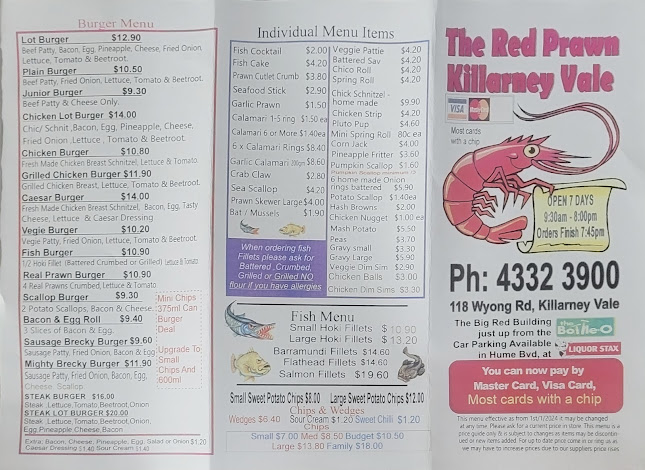 Opinii despre Killarney Vale Red Prawn & Seafood Takeaway în Killarney Vale - Hospitality and gastronomy
