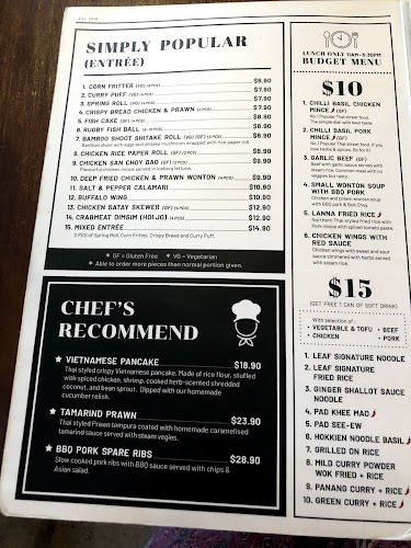 Comentarii opinii despre Leaf in Nowra, Modern Thai & Asian Restaurant